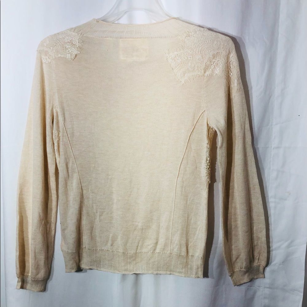 Anthropologie Cream Lace Detail Top - Picture 3 of 7